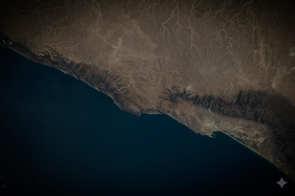 Satellite imagery of a coastal city river system
