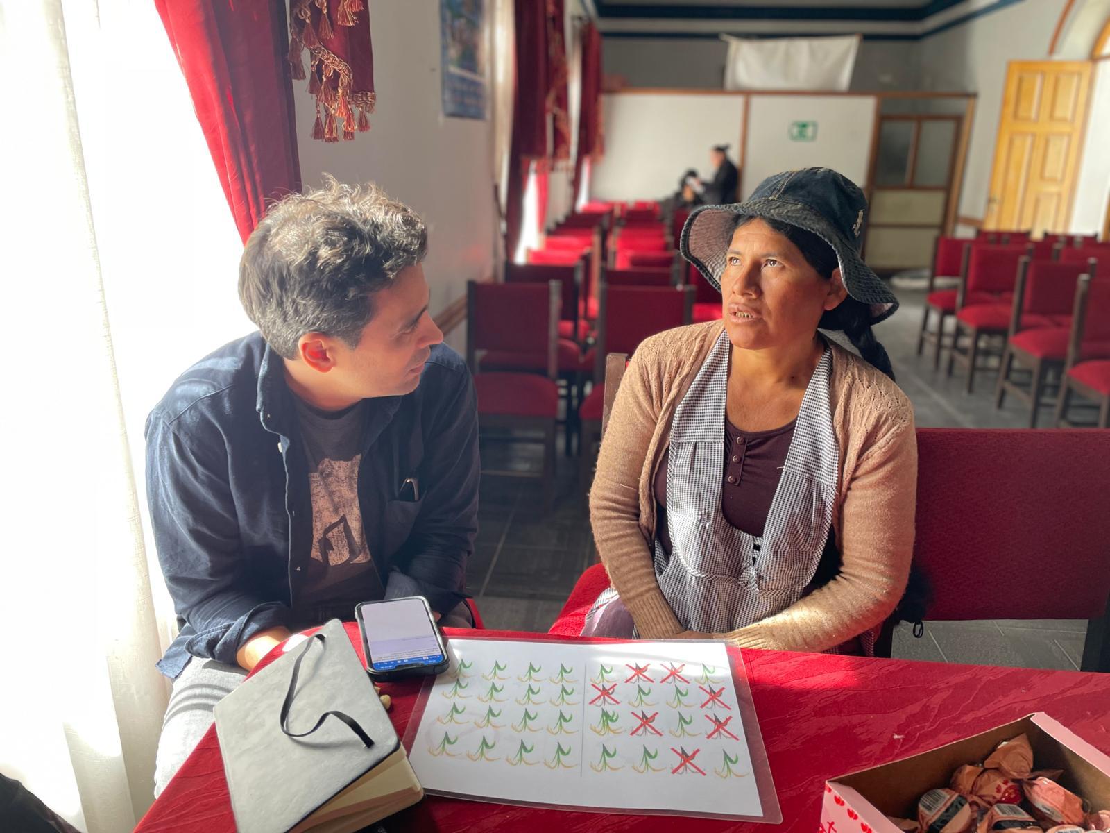 Bolivian smallholder farmer using climate early warning system